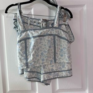Floral Blue and White Two-Piece Set